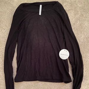 NEW WITH TAGS - Black Ribbed Long Sleeve Top